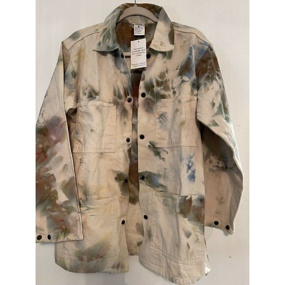 NWT FREE PEOPLE X RIVERSIDE TOOL & DYE Sz M / L TIE DYE WORKWEAR JACKET IVORY - Picture 5 of 8